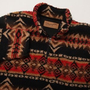 Wrangler Men's XXL Aztec Southwestern Sherpa Fleece Quarter-Zip Pullover Jacket